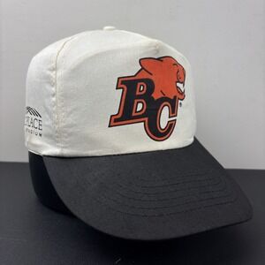 Vintage 80s 90s BC Lions Snapback Hat BC Place Stadium CFL White Black Cap